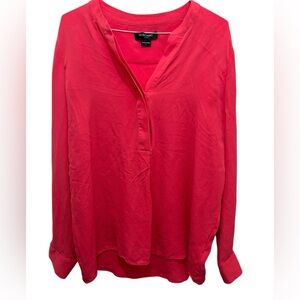 Marciano Silk V-Neck Long Sleeve Tunic - Coral